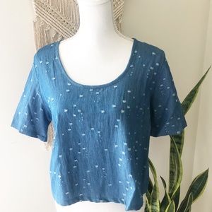 Denim Distressed Top | L | NWOT